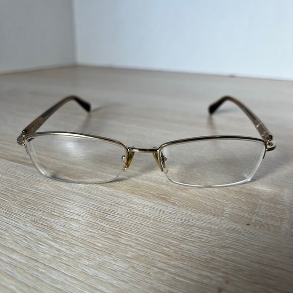 Prada VPR 52O ZVN-1O1 Eyeglasses Gold Brown Half Rim Frames READ 52-17-135 Italy - Picture 2 of 10